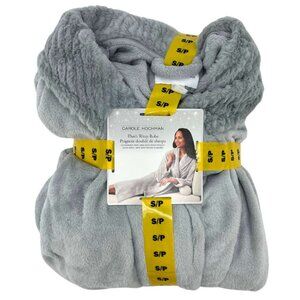 Carole Hochman Women's Light Grey Textured Collar Plush Wrap Robe | Size Small